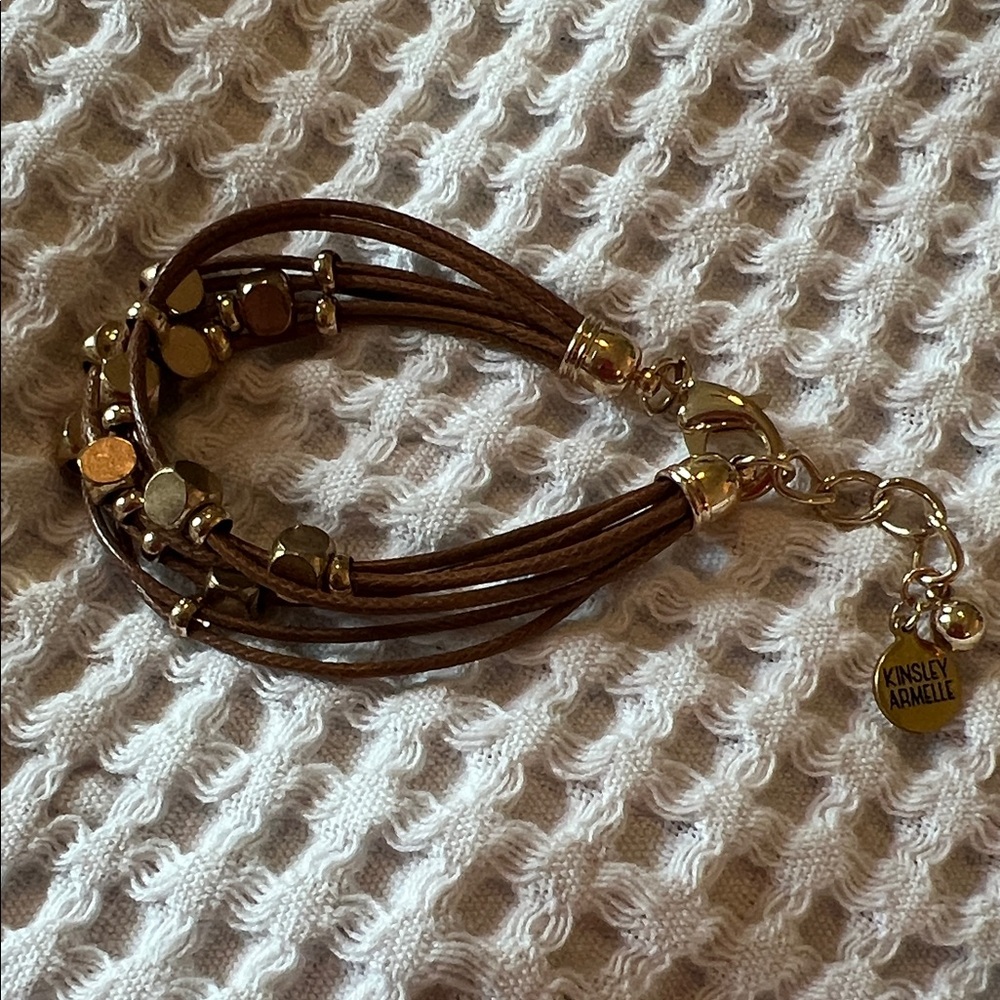 Kinsley Armelle Multi-Strand Brown and Gold Bracelet